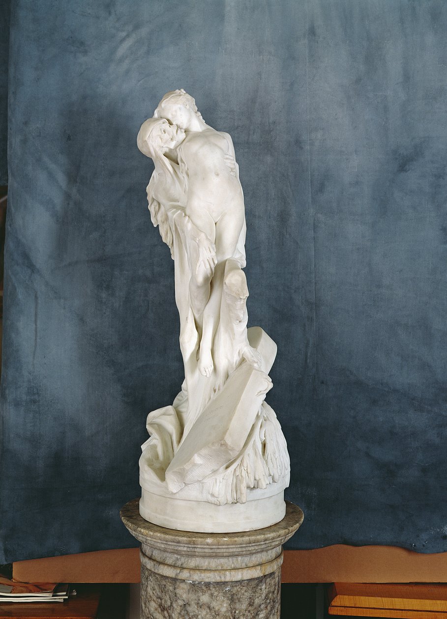 Figura da Morte Abraçando uma Fêmea Nua (mármore) de Pierre Eugene Emile Hebert