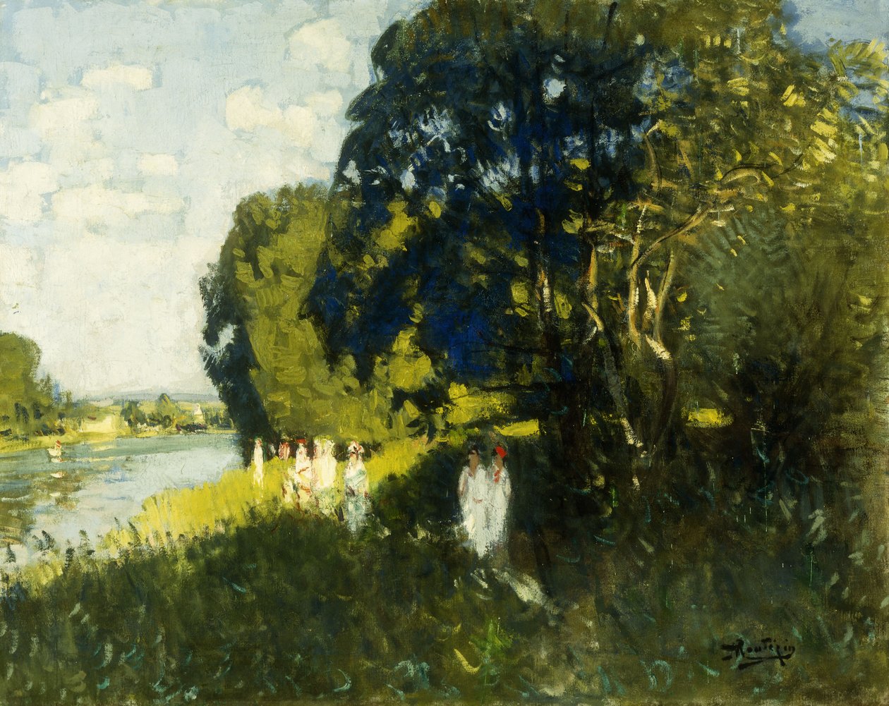 Um belo domingo nas margens do Sena; un Beau Dimanche au Bord de la Seine de Pierre Eugene Montezin