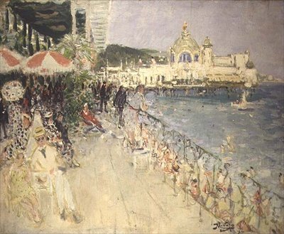 Em frente ao Casino no Cais, Nice, c.1937 de Pierre Eugene Montezin