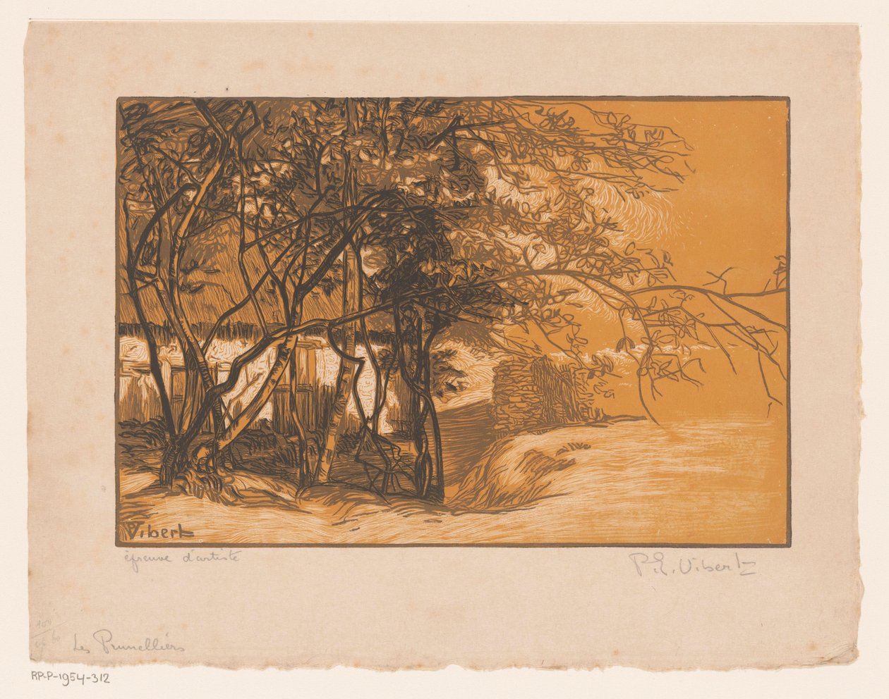 Paisagem com casa de campo atrás de árvores
Les Prunelliers (título sobre o objecto) de Pierre Eugène Vibert (signed by artist)
