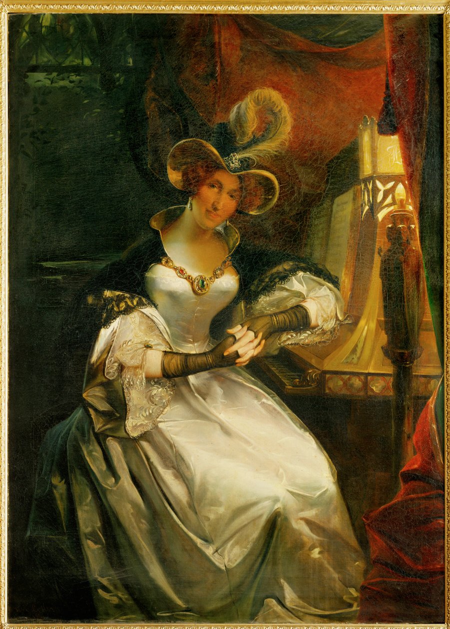 Rainha Hortense Bonaparte, esposa do irmão de Napoleão, Luís, rei da Holanda, e mãe de Napoleão III (óleo sobre tela) de Pierre Felix Cottrau