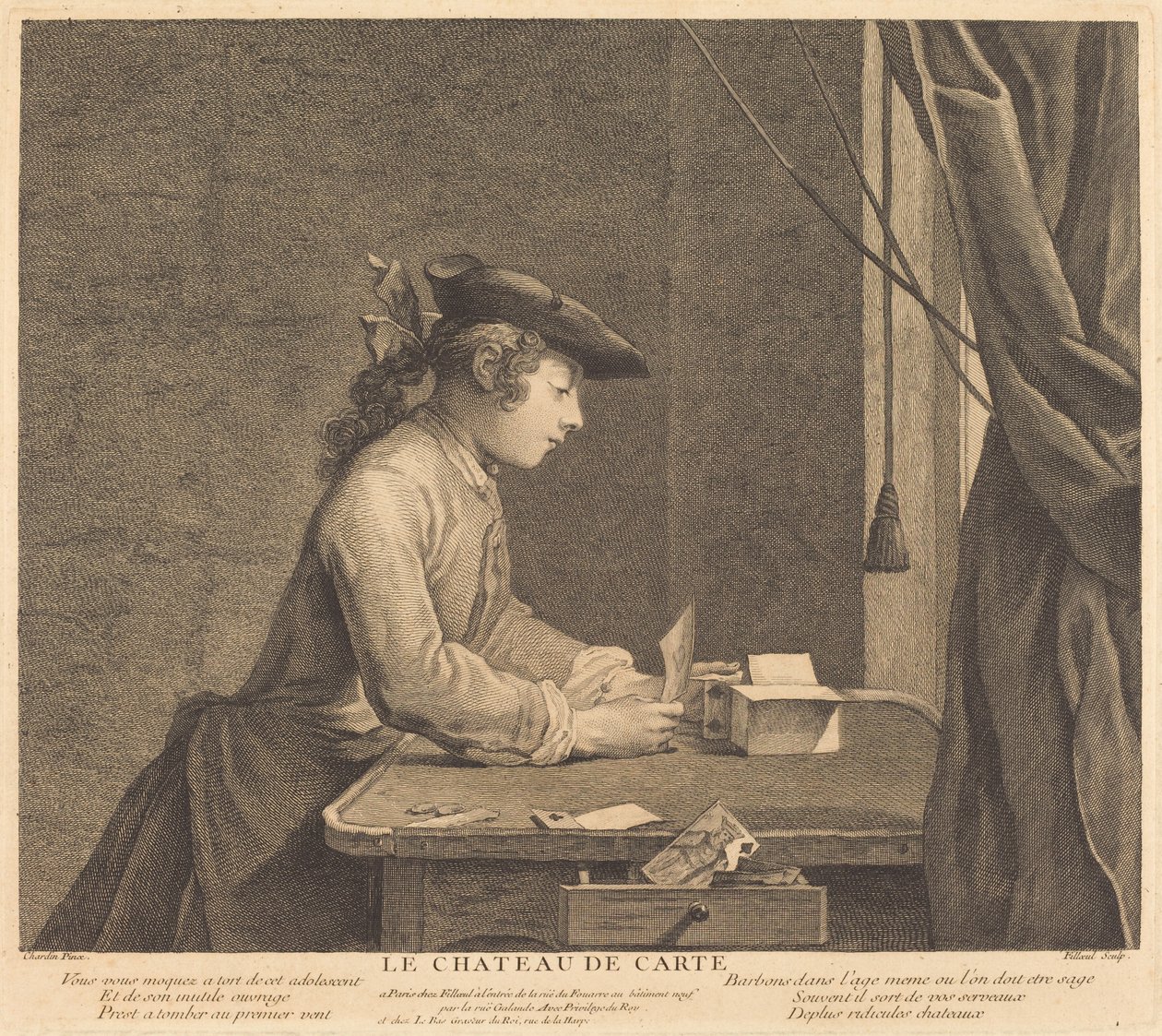 Le Château de Cartes de Pierre Filloeul after Jean Siméon Chardin