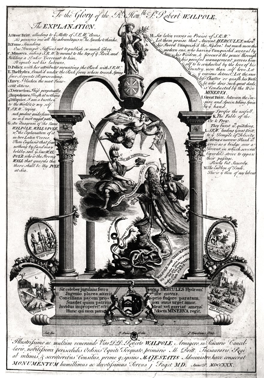 Para a glória do honrado Robert Walpole (1676-1745) 1º Conde de Orford de Pierre Fourdrinier