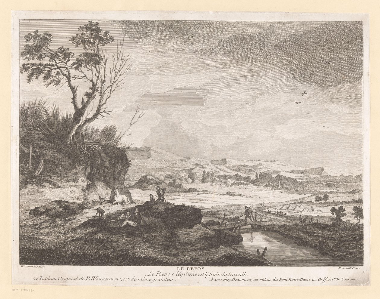 Paisagem com figuras de repouso
Le repos (título sobre o objecto) de Pierre Francois Beaumont