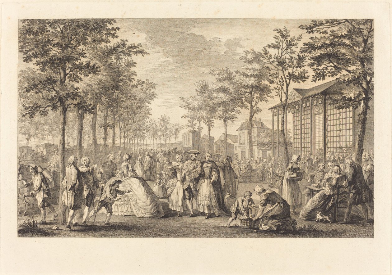 A caminhada pelas muralhas de Paris de Pierre Francois Courtois after Augustin de Saint Aubin