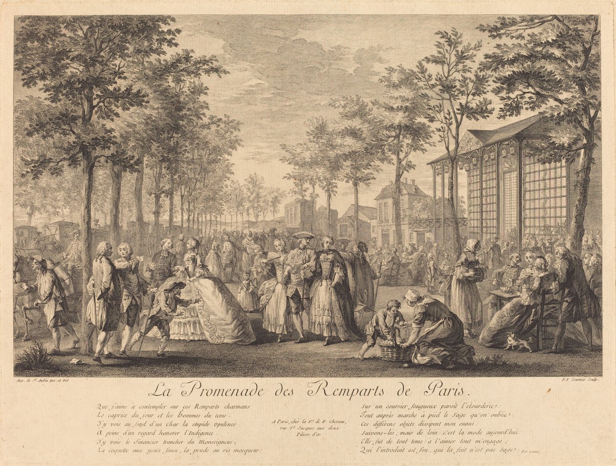A caminhada pelas muralhas de Paris de Pierre Francois Courtois after Augustin de Saint Aubin