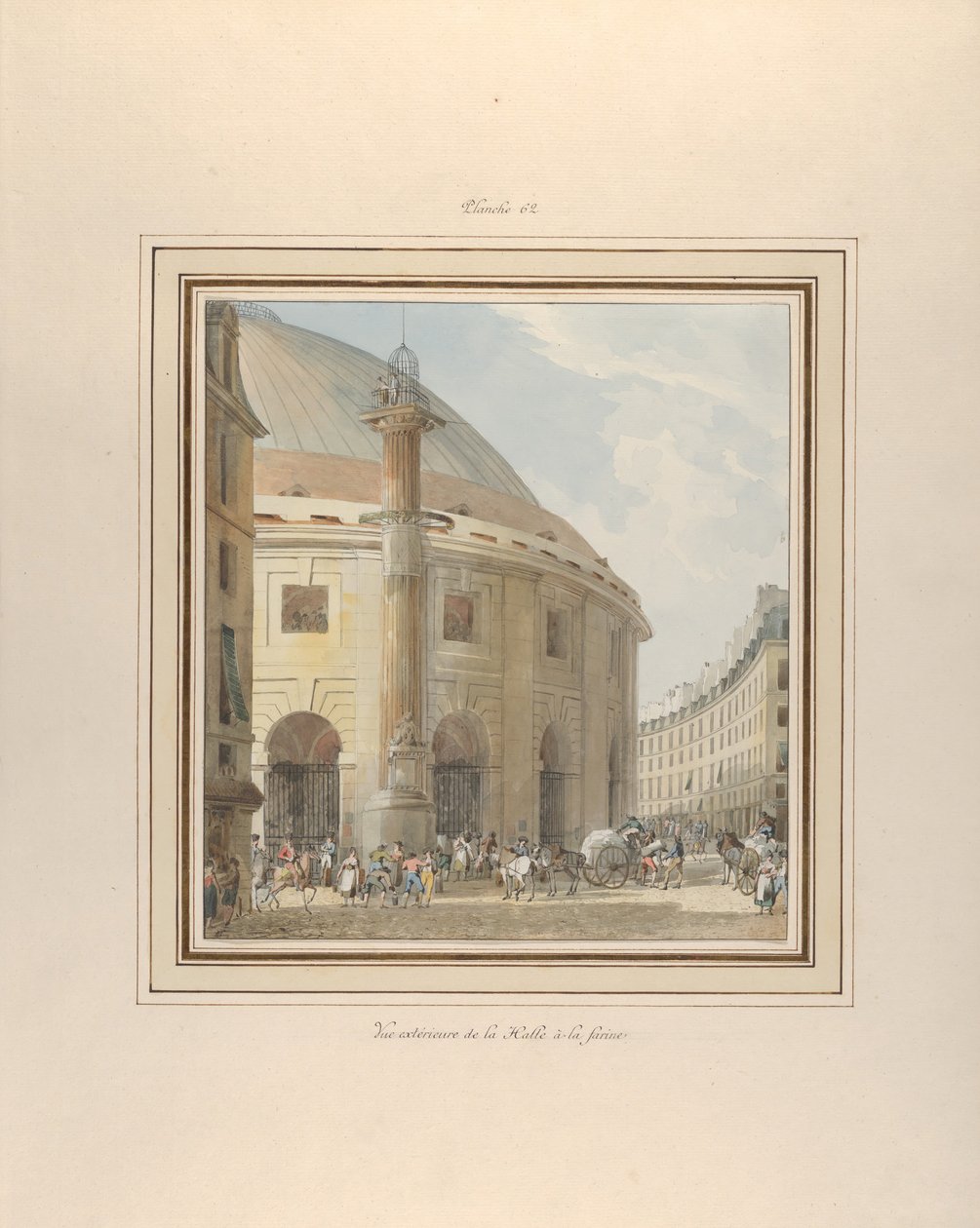 O Halle aux Blés, Vista Exterior, ca. 1810. de Pierre Francois Leonard Fontaine