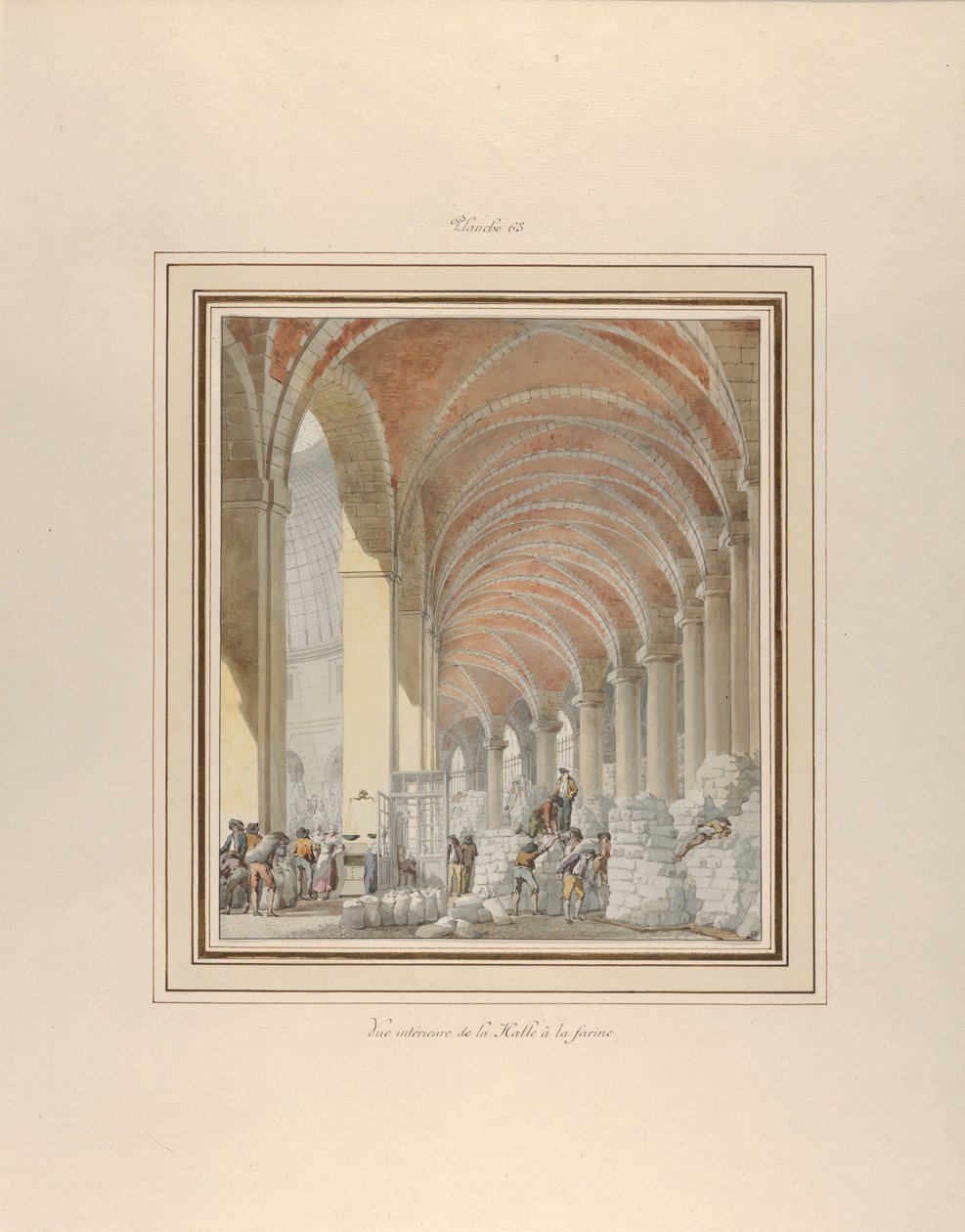 O Halle aux Blés, Vista Interior, ca. 1810. de Pierre Francois Leonard Fontaine
