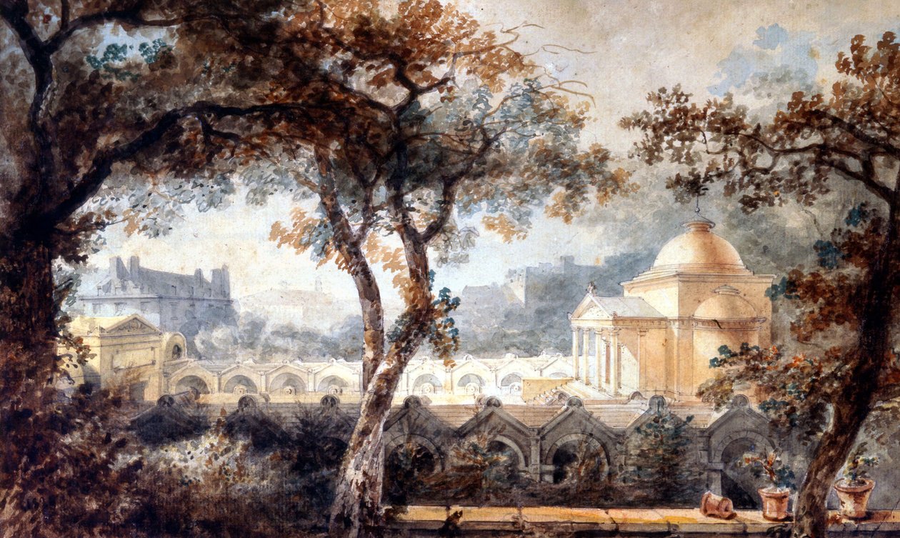 capela expiatória de Luís XVI em Paris. aguarela, c.1830 de Pierre Francois Leonard Fontaine