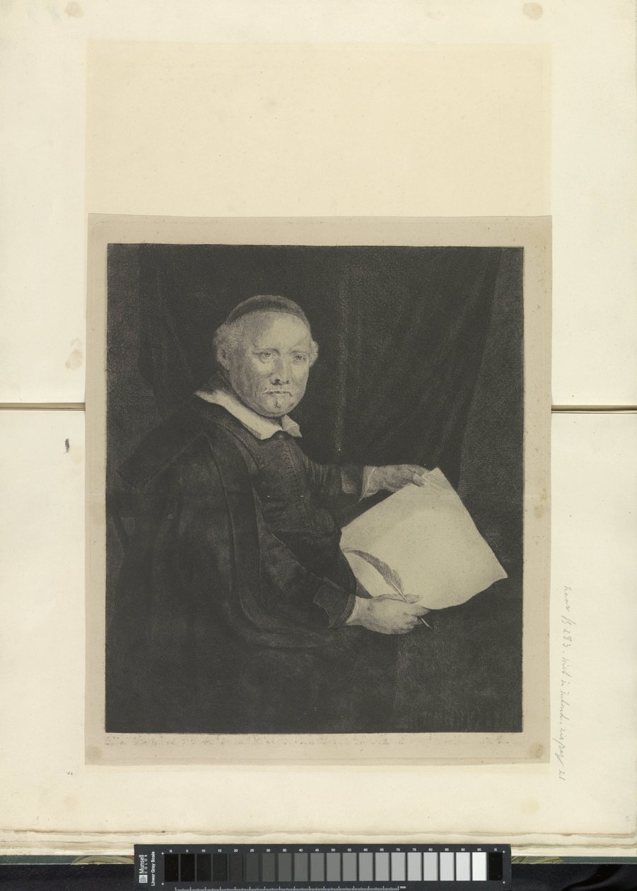 Retrato do mestre da escrita Lieven Willemsz. van Coppenol: placa grande
Recueil de quatre-vingt-cinq estampes originales (título da série) de Pierre François Basan