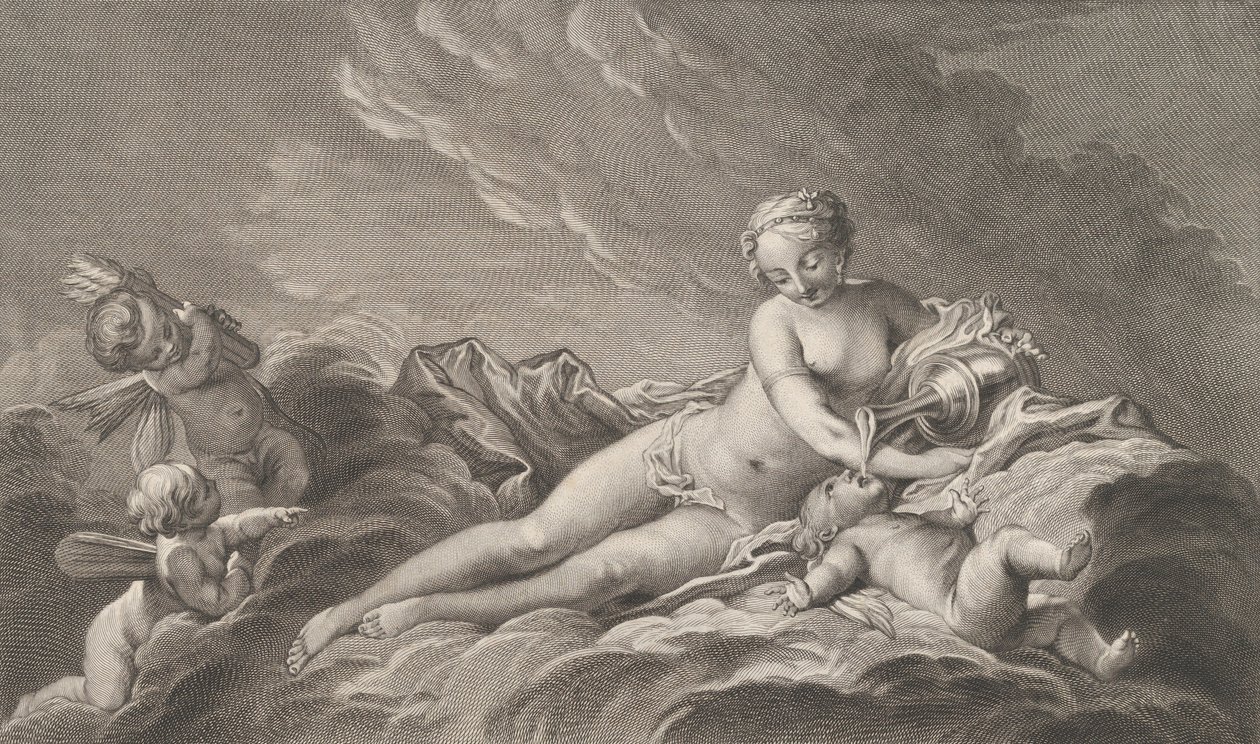 Vênus dando néctar a Cupido, século 18. de Pierre François Basan