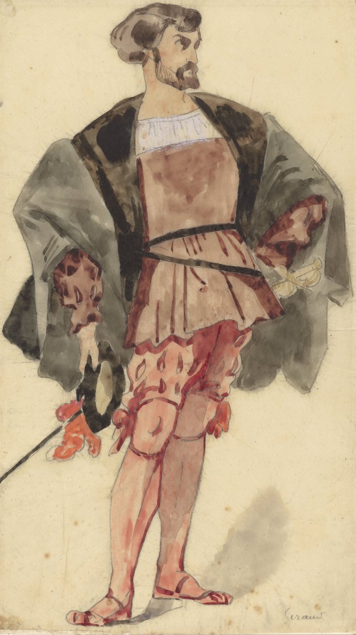 Estudo de trajes de um nobre da época de François I de Pierre François Eugène Giraud