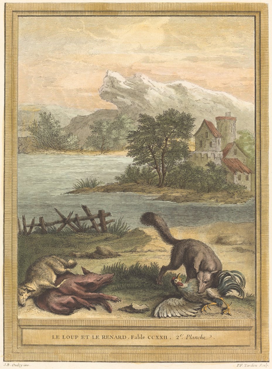 Le loup et le renard (O Lobo e a Raposa) de Pierre François Tardieu after Jean Baptiste Oudry