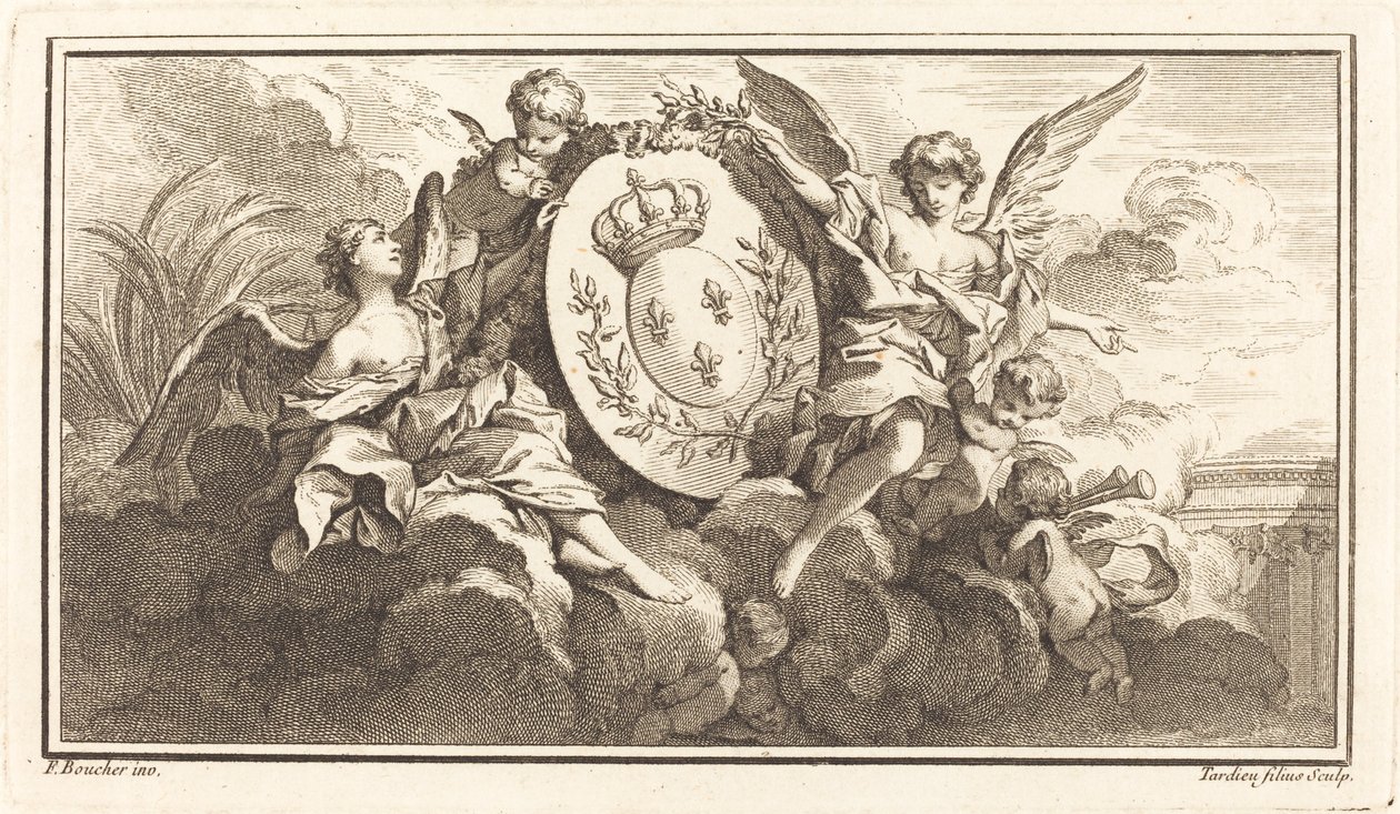 Brasão Real de Luís XV de Pierre François Tardieu or Jacques Nicolas Tardieu after François Boucher
