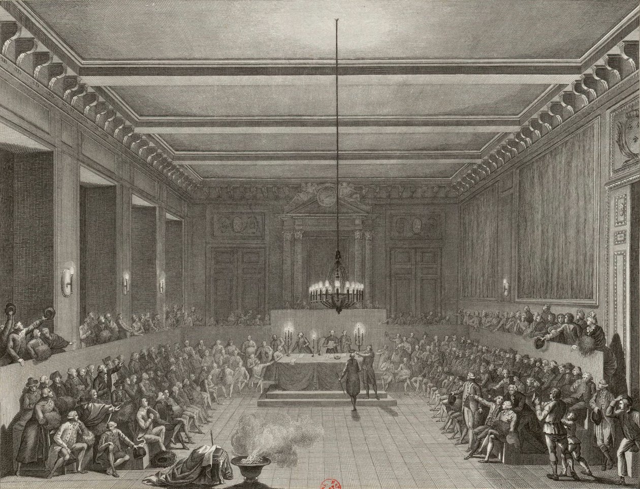 A Comuna de Paris atribui uma espada e uma coroa cívica ao inglês C.J.W. Nesham, em 15 de janeiro de 1790. de Pierre Gabriel Berthault