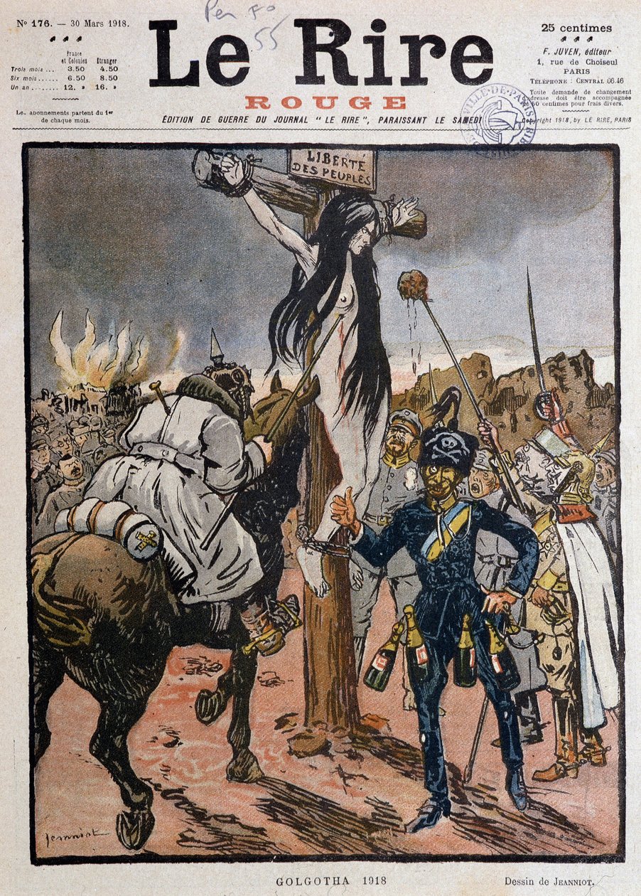 A liberdade dos povos crucificados ("Gólgota 1918") - por Jeanniot, em "Le Lire Rouge" de 30/03/1918 (gravura) de Pierre Georges Jeanniot