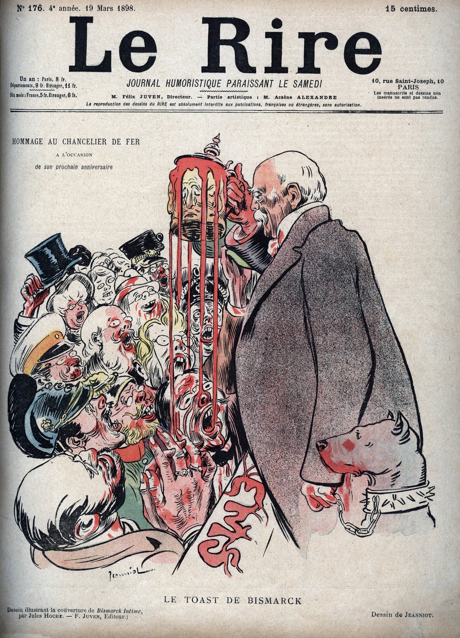O brinde de Otto Von Bismarck - desenho de Pierre Georges Jeanniot (1848-1934) para "Le Rire" de 19 de Março de 1898 de Pierre Georges Jeanniot