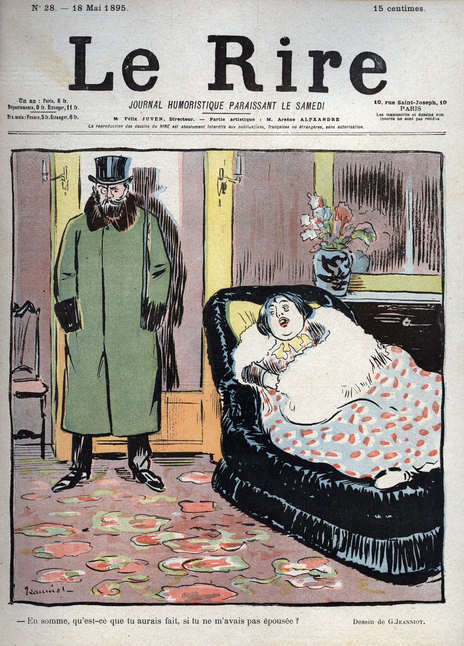 O que terias feito se não tivesses casado comigo? - Desenho de Pierre Georges Jeanniot (1848-1934) para "Le Rire" de 218 de Maio de 1895 de Pierre Georges Jeanniot