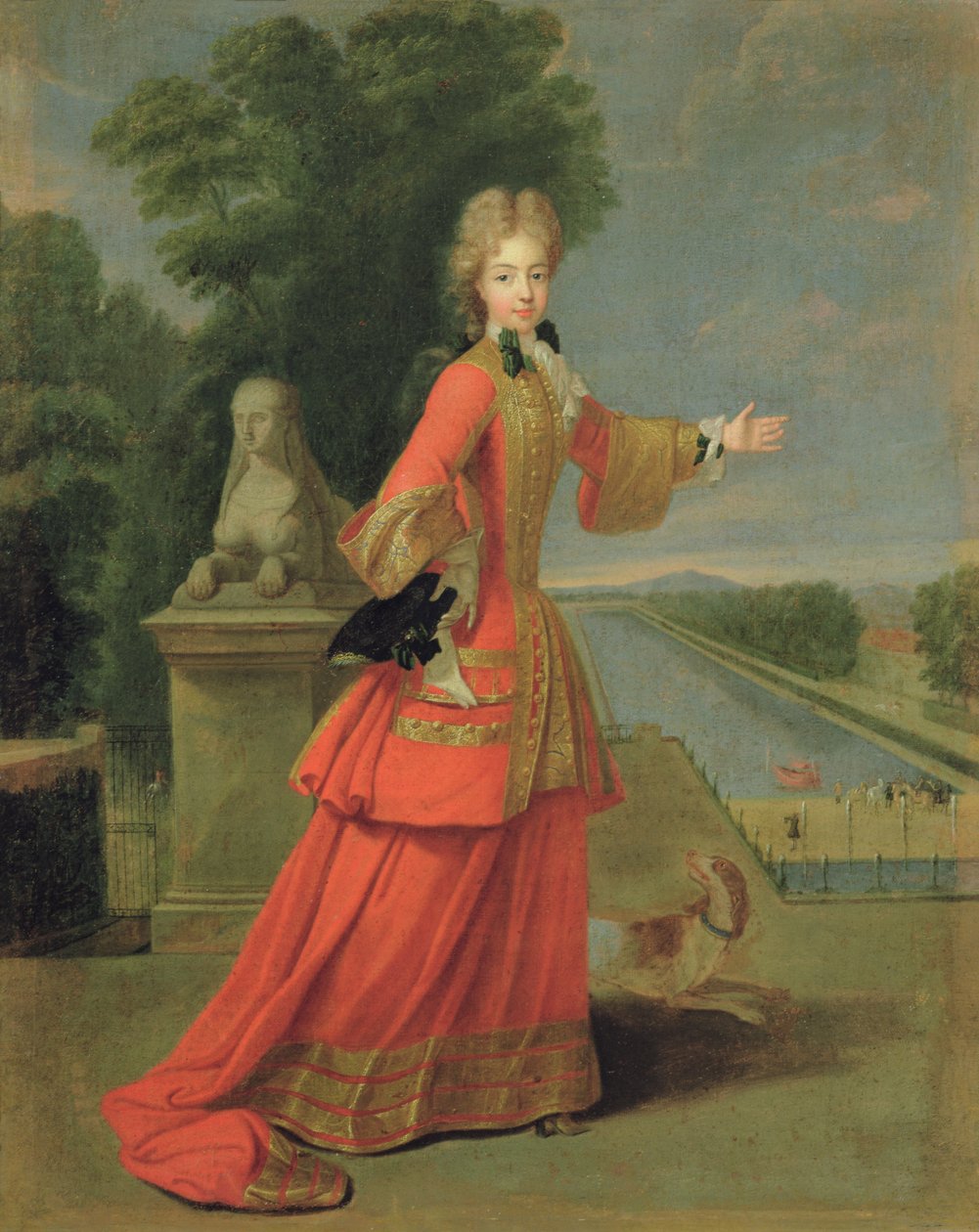 Marie-Adelaide de Savoie (1685-1712) em vestido de caça, c.1704 de Pierre Gobert