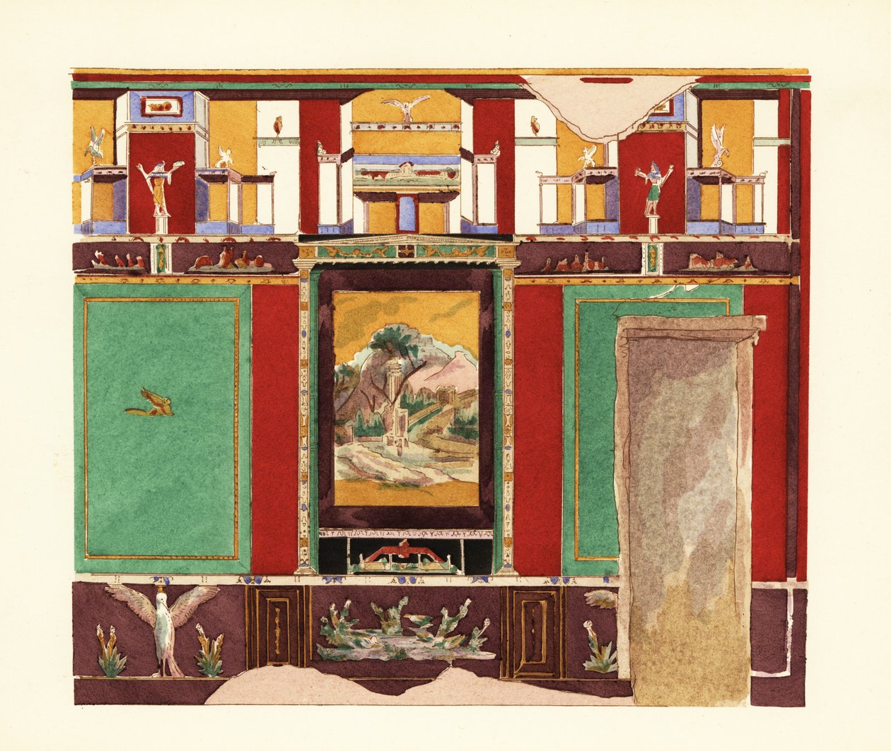 Sala de jantar na Casa di Orfeo ou Casa de Orfeu, Pompeia de Pierre Gusman