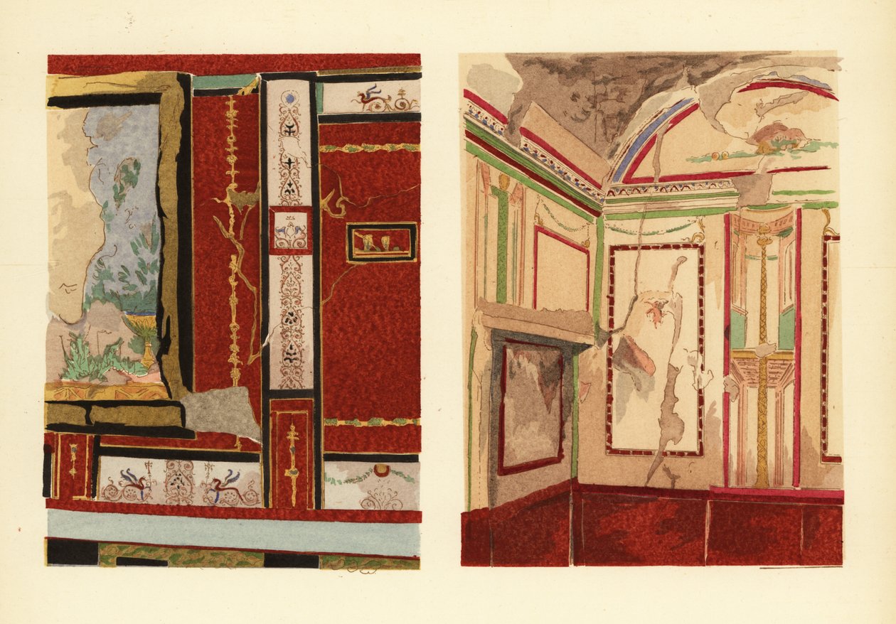 Casa de Tullius Faustus na Strada della Fortuna (esquerda), e casa de Popidius Priscus (direita), Pompeia, Chambre d