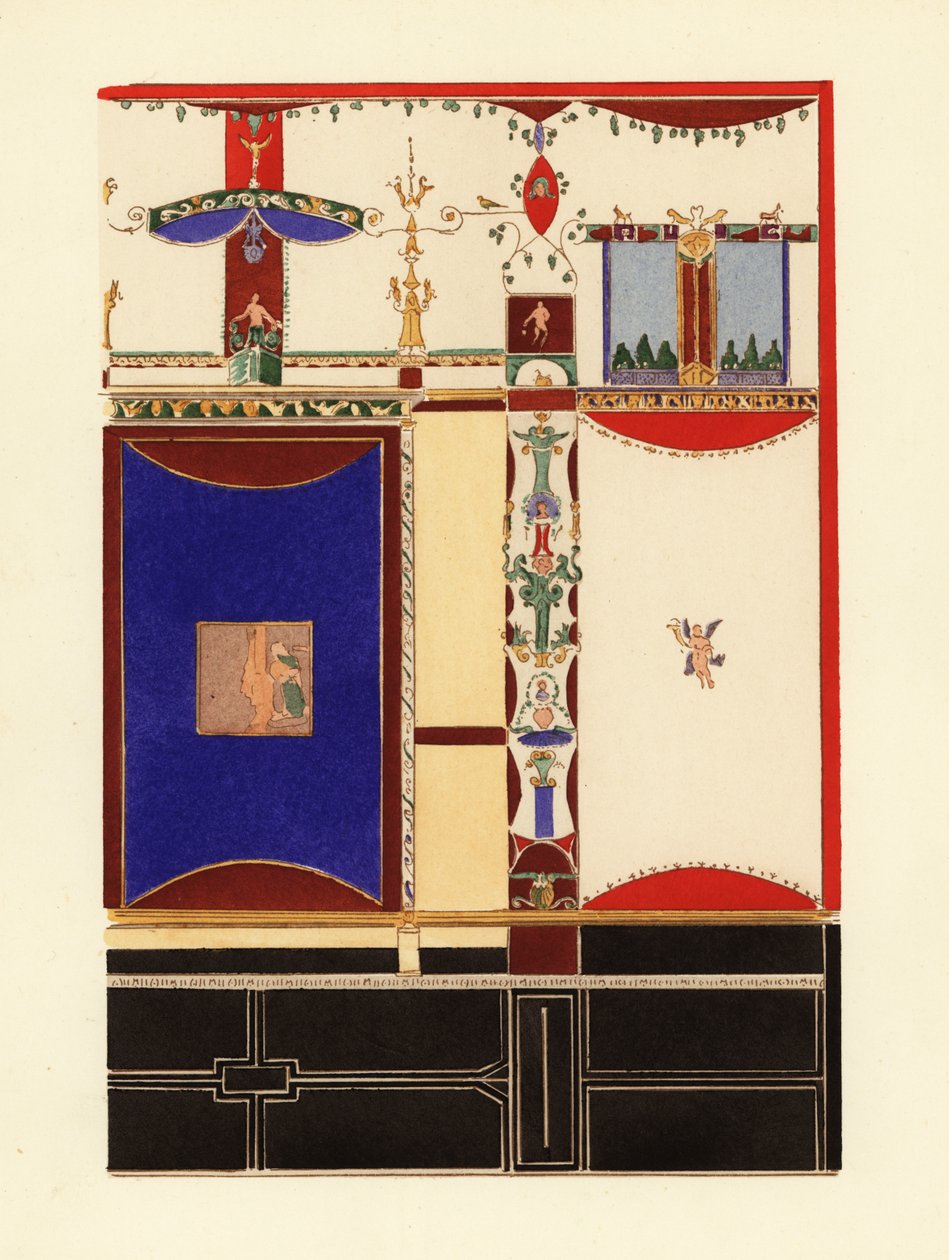 Painel com azul escuro único de Pompeia, no início do Quarto Pompeu de Pierre Gusman