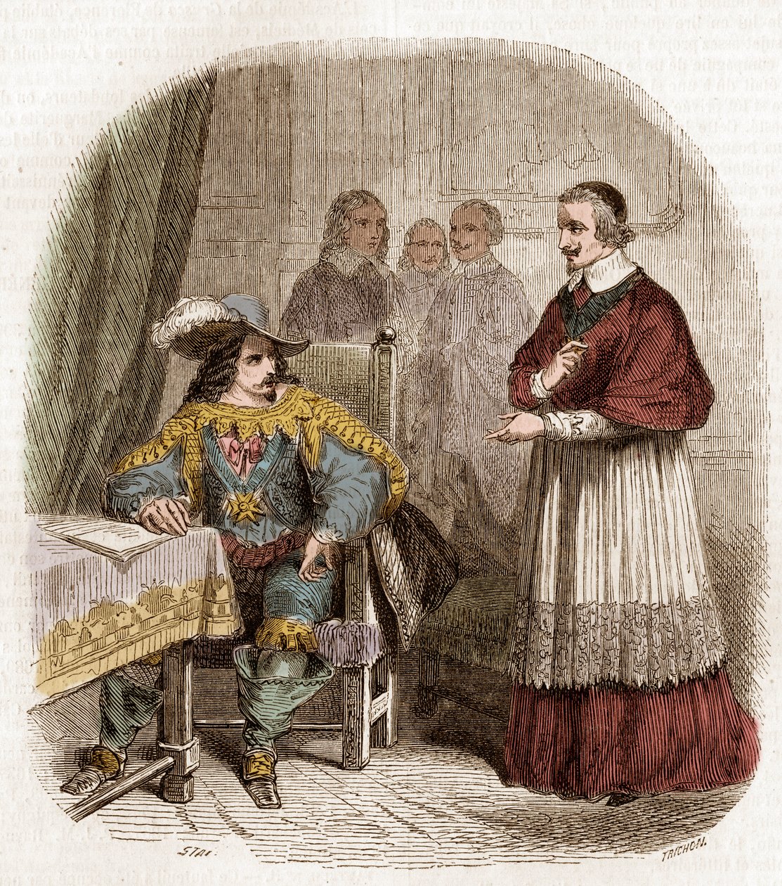 O rei francês Luís XIII e o ministro cadinal de Richelieu fundam a Academie Francaise de Pierre Gustave Eugene Staal