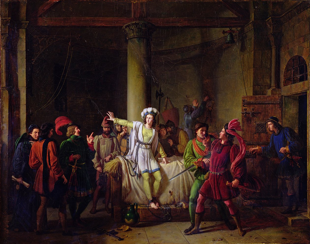 Joana d&39;Arc (c.1412-31) na prisão de Rouen, 1819 de Pierre Henri Revoil