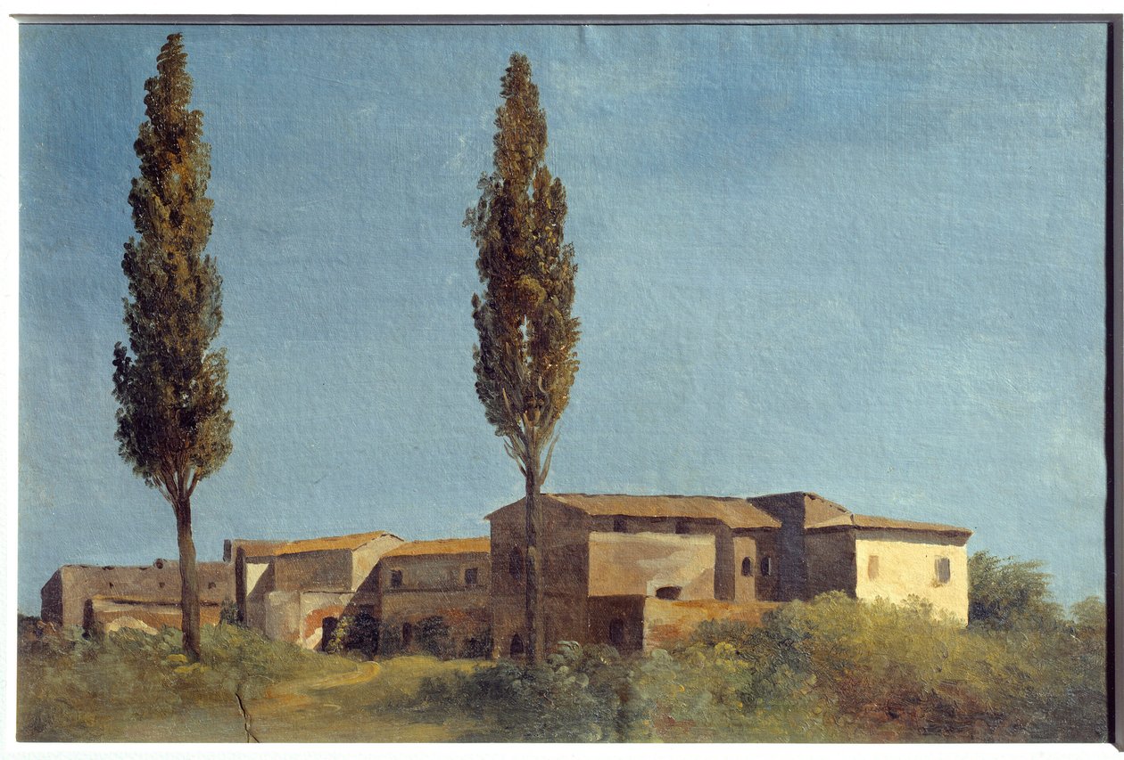 Na Villa Farnese, os dois choupos. Pintura de Pierre Henri De Valenciennes (1750-1819) de Pierre Henri de Valenciennes