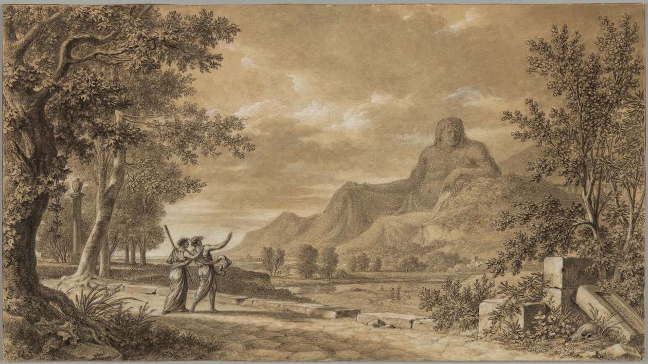 Monte Athos esculpido como monumento a Alexandre, o Grande de Pierre Henri de Valenciennes