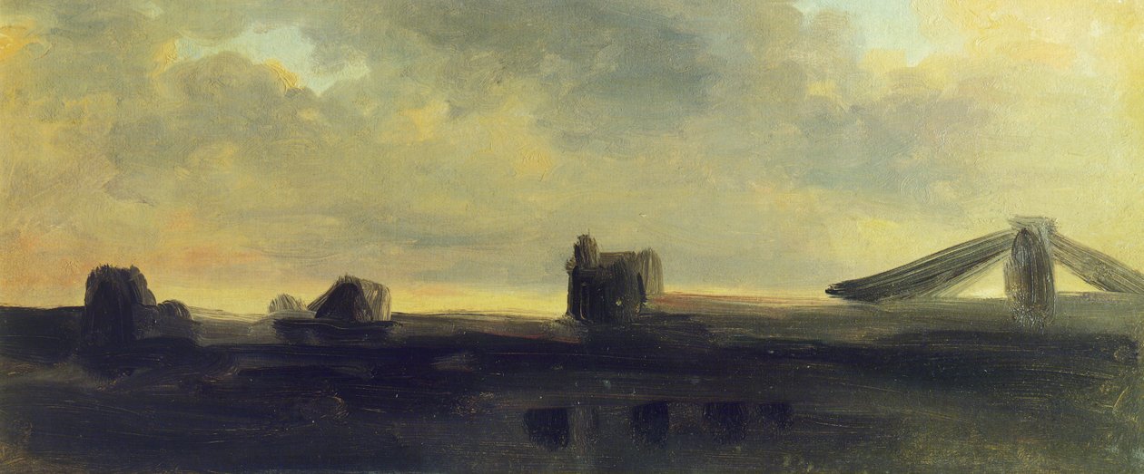 Céu e telhados, de Pierre Henri de Valenciennes (1750-1819), papelão de Pierre Henri de Valenciennes