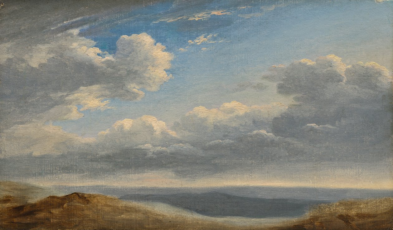 Estudo das Nuvens sobre a Campagna Romana c.1782-85 (óleo sobre papel em papelão) de Pierre Henri de Valenciennes