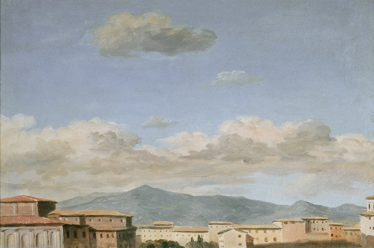Estudo do Céu no Quirinal (óleo sobre papel montado no cartão) de Pierre Henri de Valenciennes