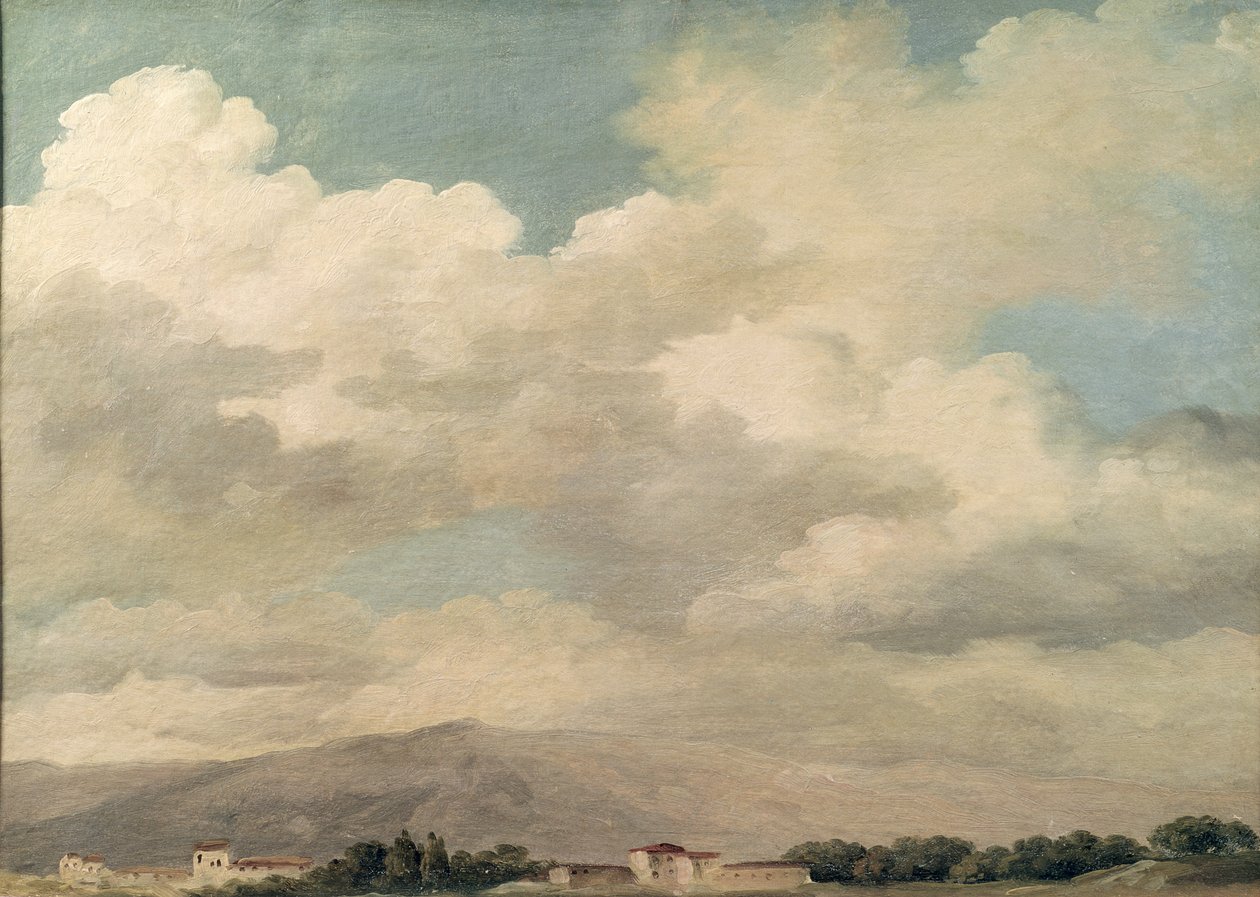 Estudo do Céu no Quirinal (óleo sobre papel montado no cartão) de Pierre Henri de Valenciennes