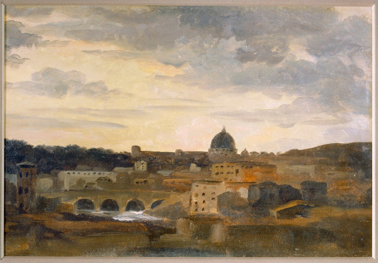 Vista de Roma em tempo de tempestade (desenho sobre cartão) de Pierre Henri de Valenciennes
