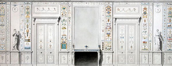 Design para um Salão (giz, tinta, aguarela e cor de corpo sobre papel) de Pierre II Rousseau
