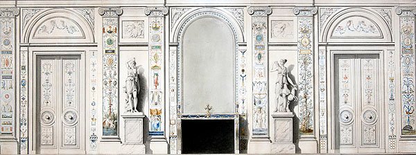 Design para um Salão (giz, tinta, aguarela e cor de corpo sobre papel) de Pierre II Rousseau