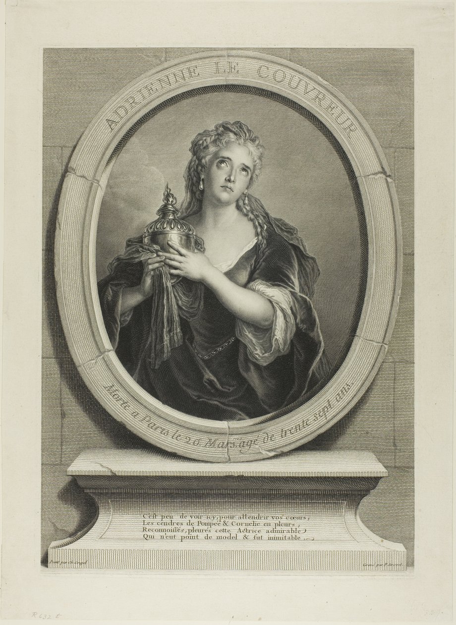 Retrato de Adrienne Le Couvreur de Pierre Imbert Drevet