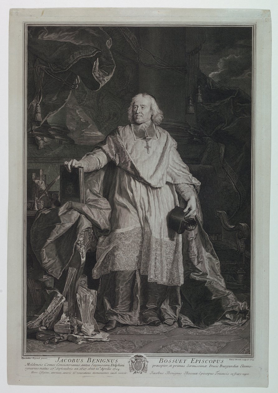 Retrato do Cardeal Jacques Benigne Bossuet (1627-1704) de Pierre Imbert Drevet