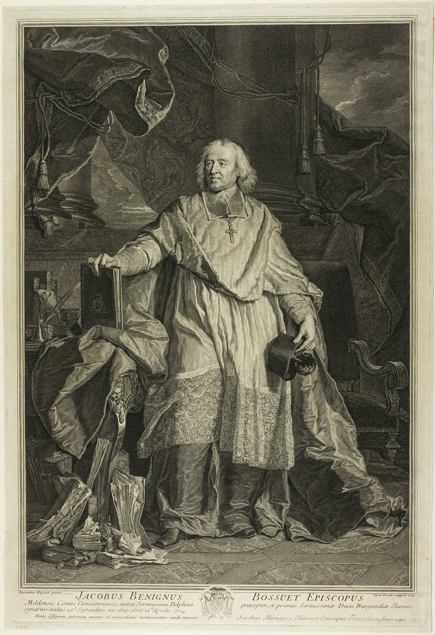 Retrato de Jacques Bénigne Bossuet, Bispo de Meaux de Pierre Imbert Drevet
