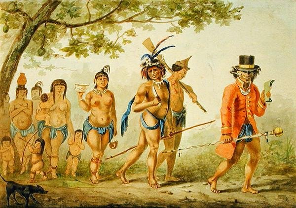 Marcha de uma tribo, c.1839 (aguarela sobre papel) de Pierre J. Benoit