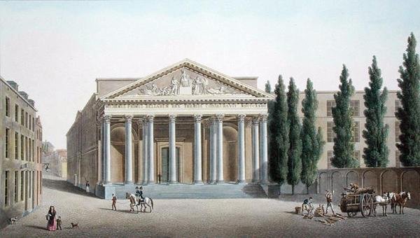 Palácio da Justiça, Bruxelas, de "Choix des Monuments, Edifices et Maisons les plus remarquables du Royaume des Pays-Bas" de Pierre Jacques Goetghebuer, publicado em 1827 (aquatint) de Pierre Jacques Goetghebuer