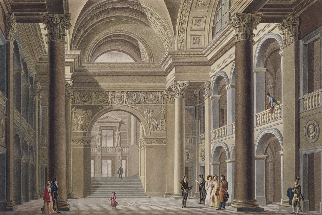 Salão do Palácio Académico em Gante, da escolha dos monumentos, edifícios mais proeminentes e casas do Reino dos Países Baixos por Pierre Jacques Goetghebuer, gravado L. Roelandt, publicado de Pierre Jacques Goetghebuer