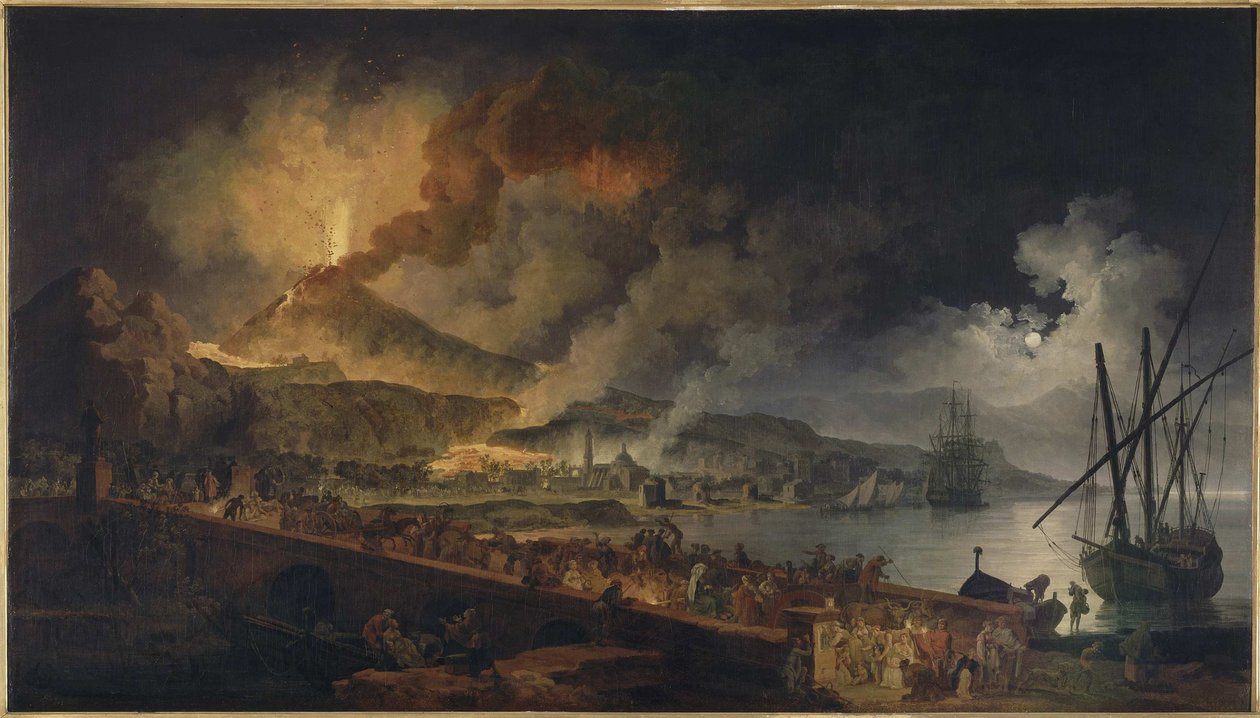 A erupção do Vesúvio vista de Portici, ca 1767. de Pierre Jacques Volaire