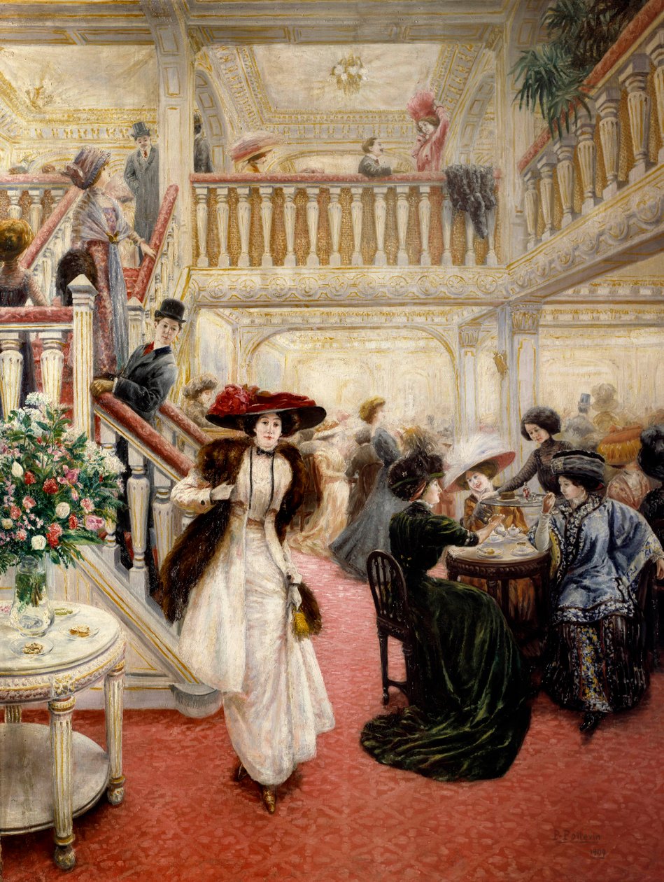 Boa altura: "O grande café". Pintura assinada P. Poitevin (provavelmente Pierre-Jean Poitevin de Pierre Jean Poitevin