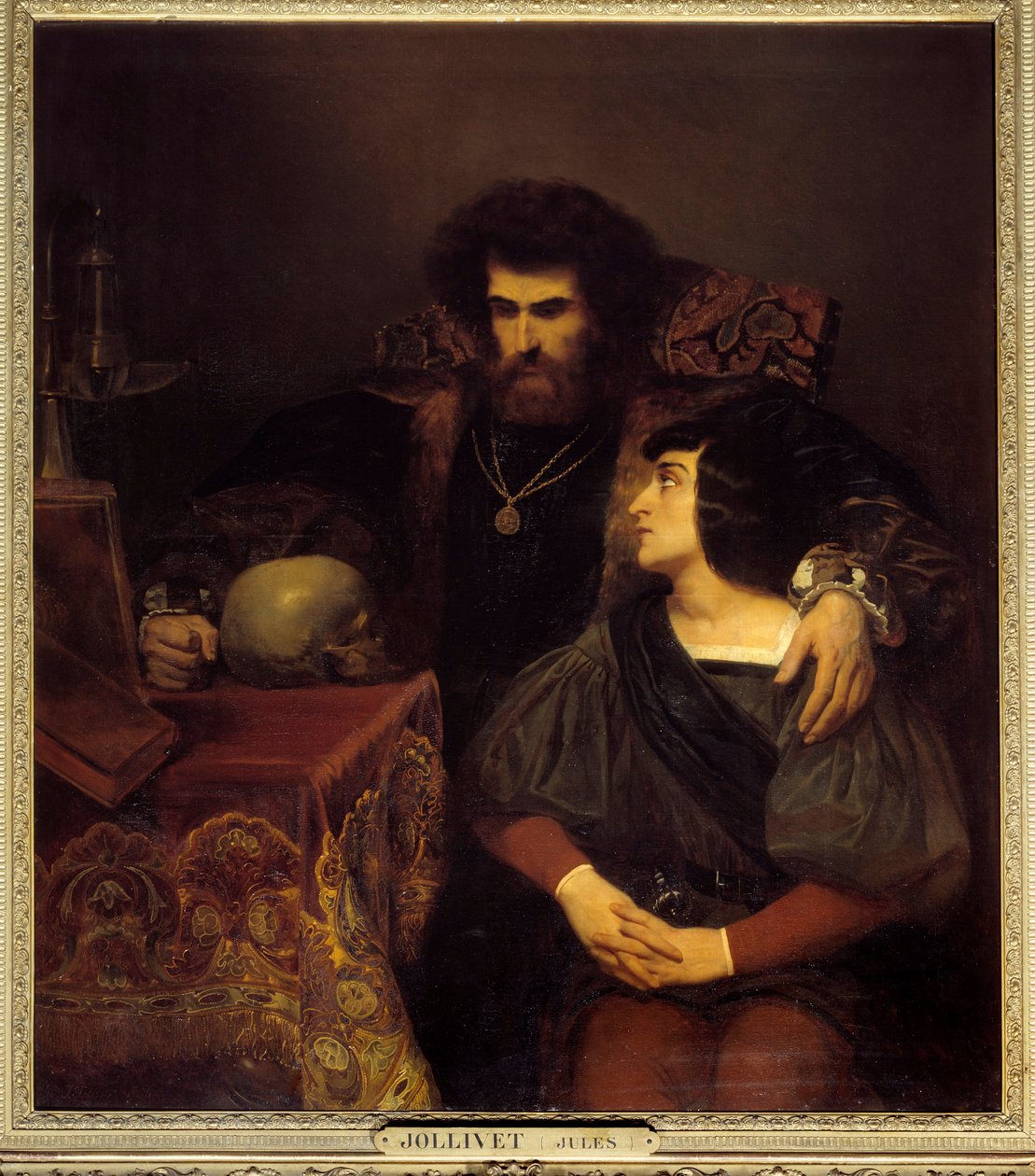 Lara Cena da canção "Lara" de Lord Byron I. Painting (Vanite) de Pierre Jules Jollivet (1794-1871) Sol do século XIX. 1,3x1,1 m de Pierre Jules Jollivet