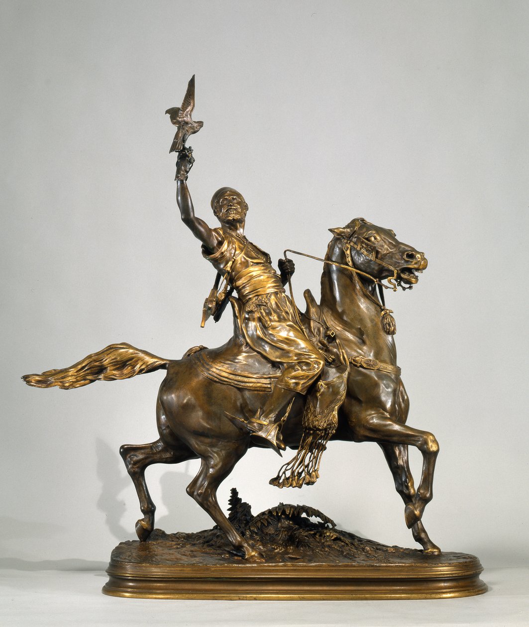 Arab Falconer on Horseback, c.1880 (bronze) de Pierre Jules Mene