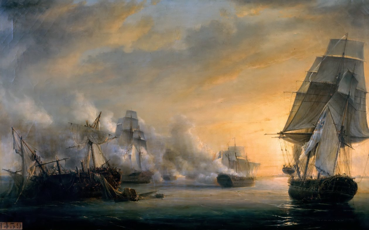 Combate naval antes de Cádiz em 13 de julho de 1801 de Pierre Julien Gilbert