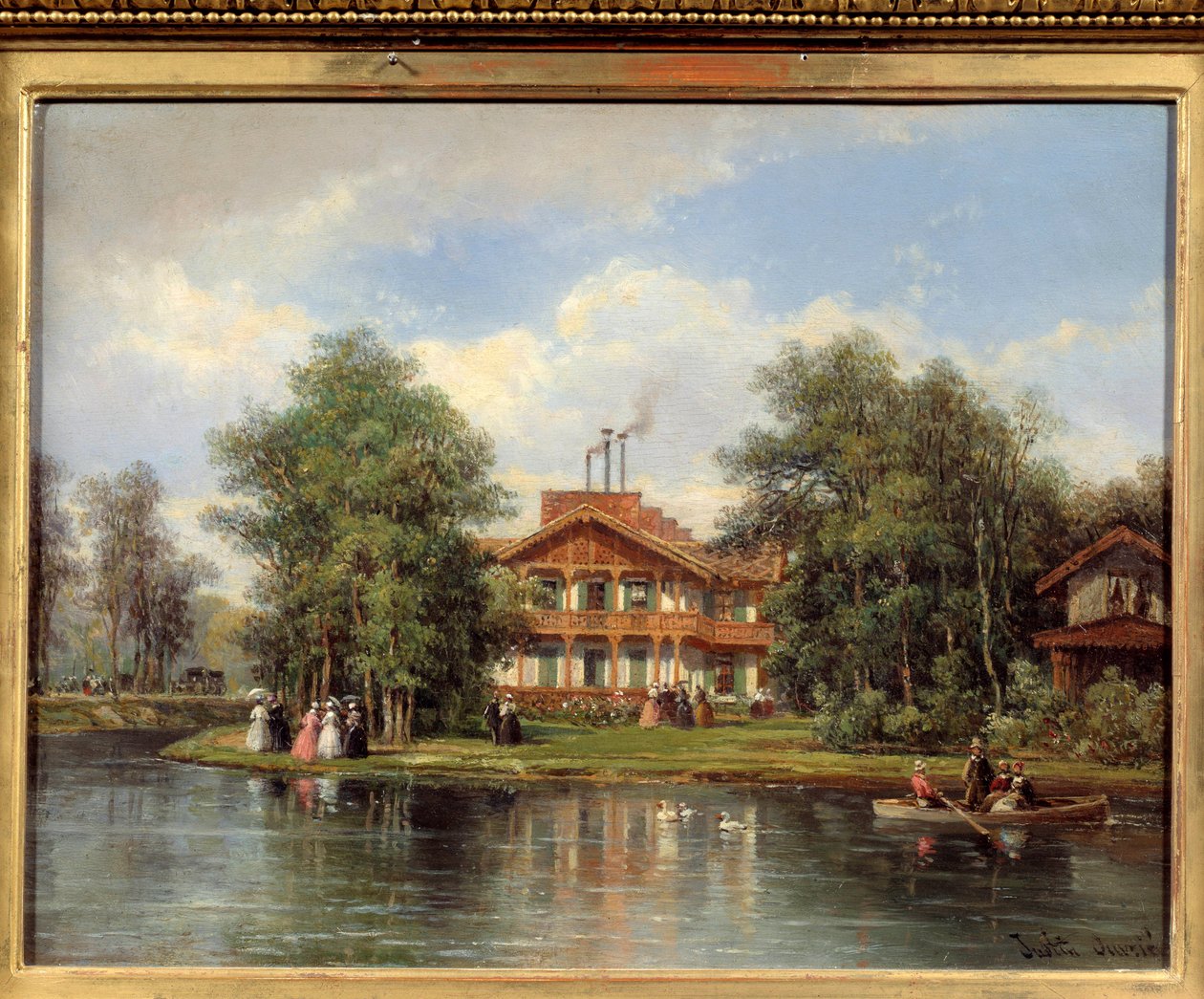 O chalé da porta amarela, restaurante do Bois de Vincennes. Pintura de Justin Ovrie (1806 - 1879) de Pierre Justin Ouvrie