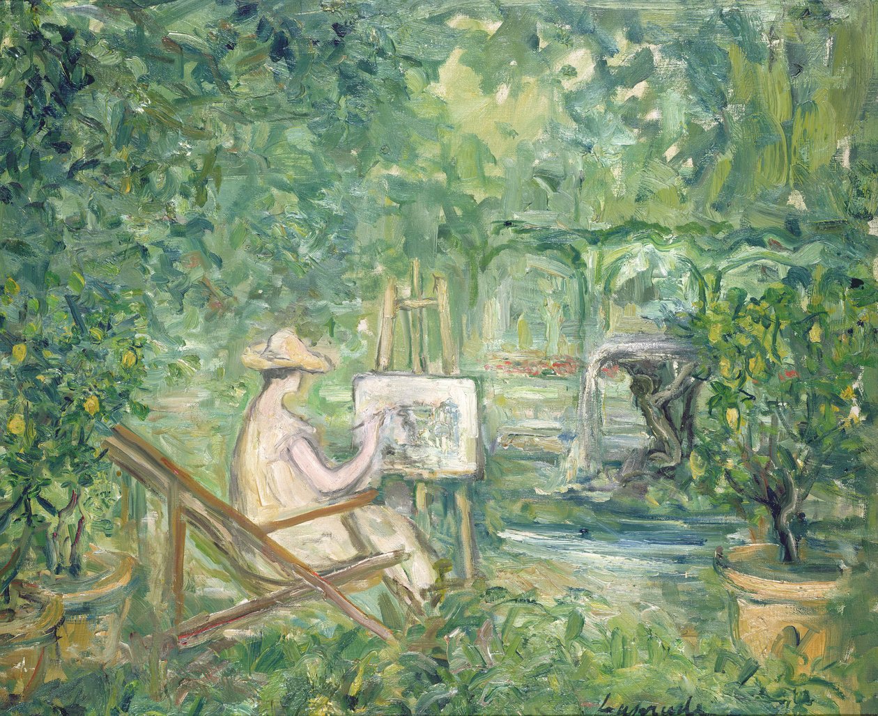 Mulher pintura em uma paisagem, 1900-10 de Pierre Laprade